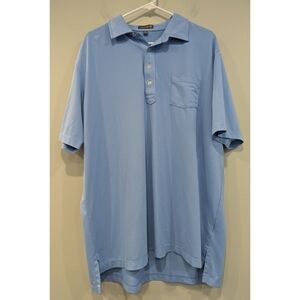 Peter Millar Summer Comfort Light Blue Short Sleeve Polo Shirt Size XL
